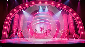 performance stage pink background