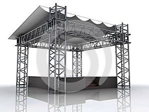 Performance stage podium with plastic roof perspective