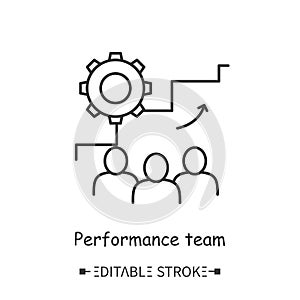 Performance team line icon. Editable illustration