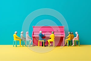 performance trend modern piano illustration colourful art people music concept. Generative AI.