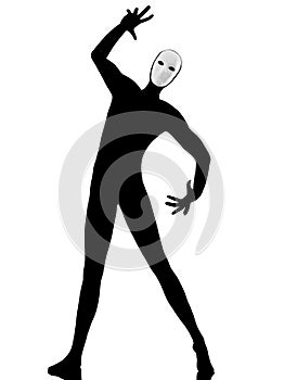 Performer mime with mask gesturing