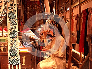 Performer is preparing before the chinese opera