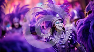 performers purple mardi gras background photo