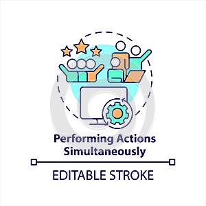 Performing actions simultaneously concept icon