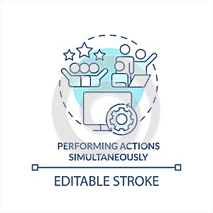 Performing actions simultaneously turquoise concept icon photo