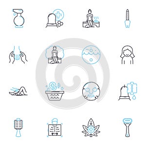 Performing arts linear icons set. Theatre, Dance, Music, Improv, Acting, Comedy, Stage line vector and concept signs