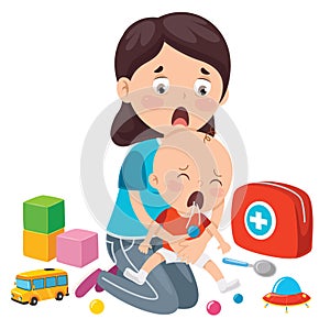 Performing CPR First Aid For Baby photo