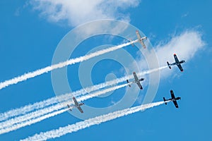 Performing Fighter Planes Flying in Formation