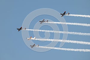 Performing Fighter Planes Flying in Formation