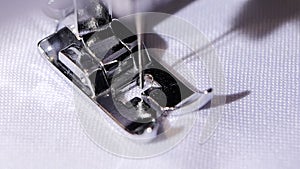 Performing sewing machine original seam. Close. Slow motion