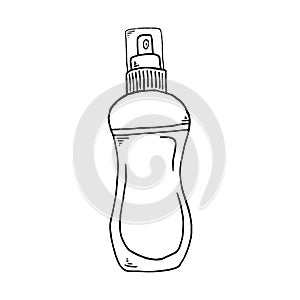 Perfume bottle hand drawn, vector illustration. Eau de parfum.