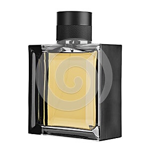 Perfume bottle isolated on white background with  copy space for your text. Men`s eau de parfum