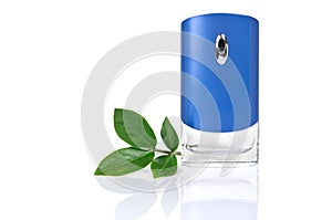 Perfume bottle over white