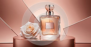 Perfume bottle with rose. Generated by AI