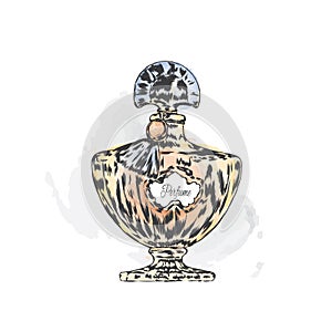 Perfume bottle vector. Trendy print.