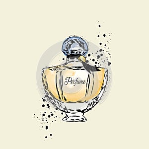 Perfume bottle vector. Trendy print.