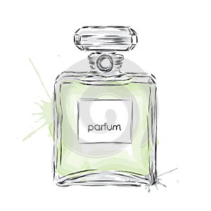 Perfume bottle vector. Trendy print. Fashion & Style. Perfume. Perfume watercolor.