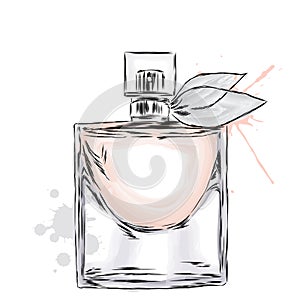 Perfume bottle vector. Trendy print. Fashion & Style. Perfume. Perfume watercolor. photo