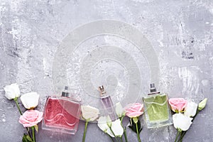 Perfume bottles with flowers