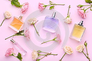 Perfume bottles with flowers