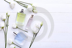 Perfume bottles with flowers