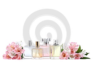 Perfume bottles with flowers