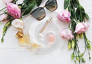 Perfume bottles with flowers