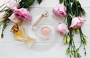 Perfume bottles with flowers