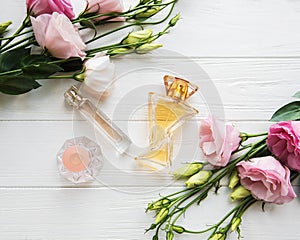 Perfume bottles with flowers