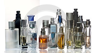 Perfume bottles in a white background-assorted bottle