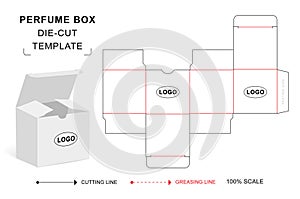 Perfume box die cut template, packaging die cut template, 3d box, keyline