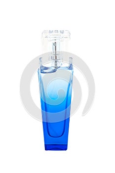 Perfume in deep blue scent-bottle.