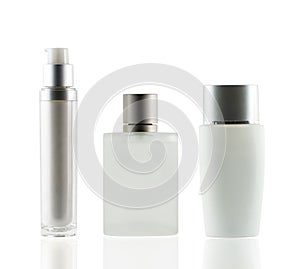 Perfume and empty bottle isolated white background, use clipping