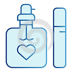 Perfume flat icon. Two bottles of fragrance blue icons in trendy flat style. Aroma gradient style design, designed for