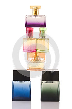 Perfume in glass bottles