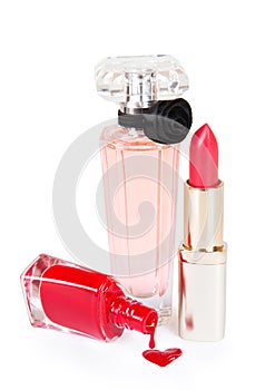 Perfume, nail polish and lipstick