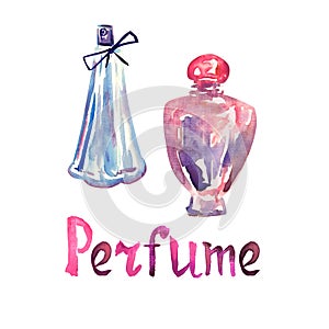 Perfume pink and blue bottles