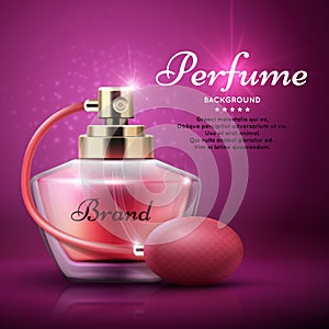Perfume product vector background with sweet aroma woman fragrance