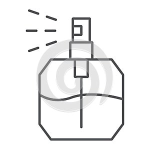 Perfume thin line icon, fragrance and cosmetic, aroma sign, vector graphics, a linear pattern on a white background.