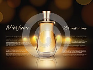 Perfumes advertizing. Realistic illustrations of perfumes bottles
