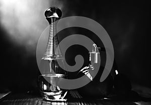 Perfumes in black and white