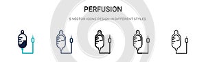 Perfusion icon in filled, thin line, outline and stroke style. Vector illustration of two colored and black perfusion vector icons