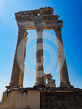 Pergamon Pergamum Ancient City, Temple of Trajan Trajaneum. Bergama, Izmir, Turkey