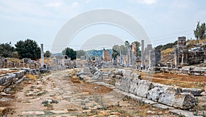 Perge, Colonnaded street and ruins of private houses on the sides. Greek colony from 7th century BC