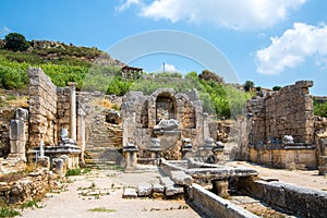 Perge, Nymphaion or fountain from the period of the Emperor Hadrian. Greek colony from 7th century BC, photo