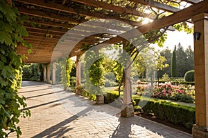 Pergola awning in the sunshine photo photo