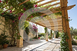 Pergola awning in the sunshine photo photo