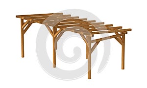 Pergola. Wood construction isolated on white background.