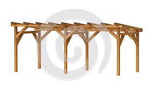 Pergola. Wood construction isolated on white background.