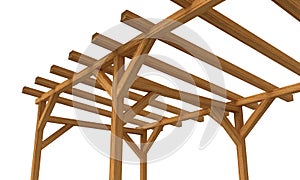 Pergola. Wood construction isolated on white background.
